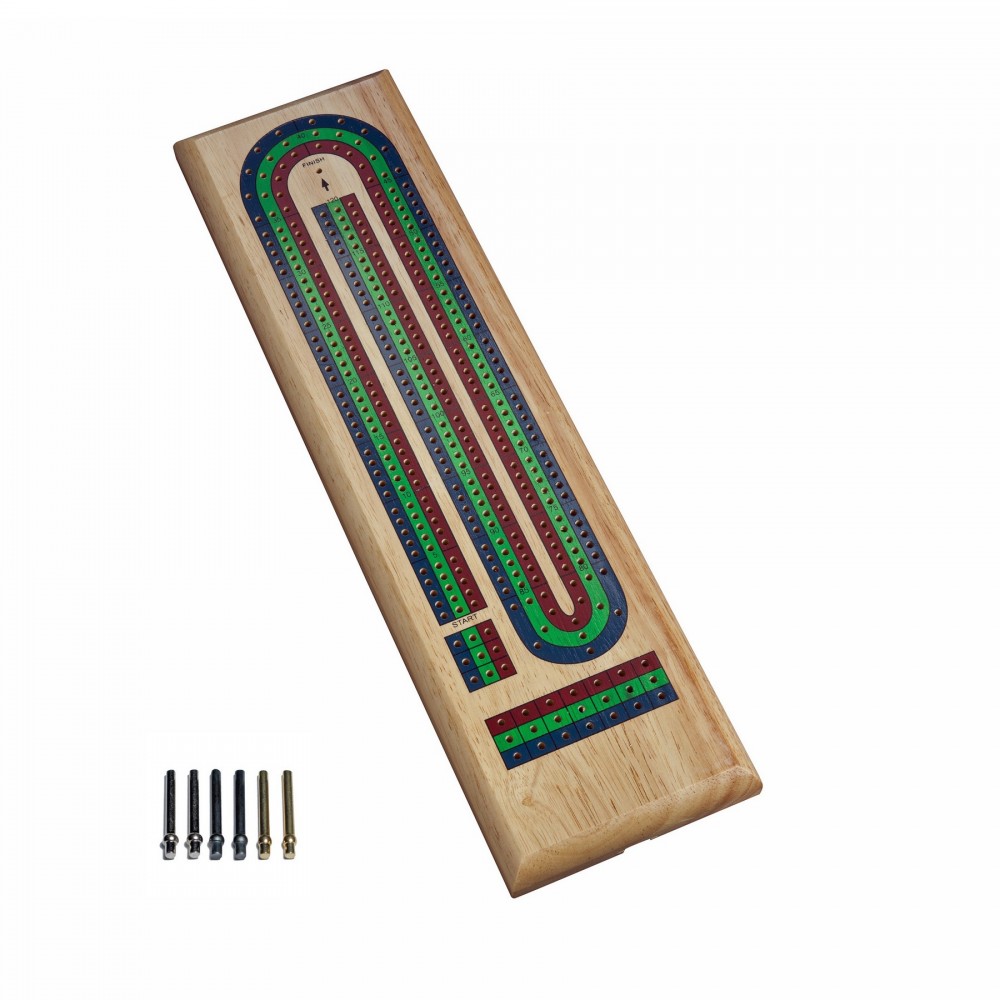Logo Branded 3-Track Colored Wood Cribbage Game Logo Branded 3-Track Colored Wood Cribbage Game