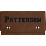 Logo Branded Dark Brown 2 Card Leatherette w/5 Dice Set