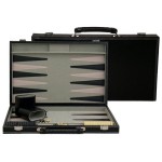 Custom Black Leatherette Backgammon Set