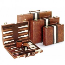 Promotional 18" Brown & White Playfield Vinyl Backgammon ( Screened )