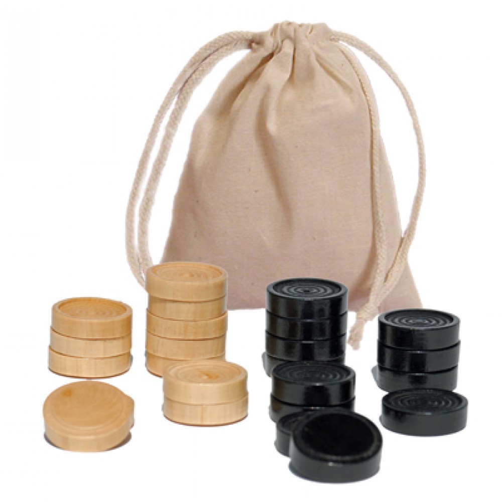 Customized Checkers Pieces in Black and Natural Wood - 1.5" Diameter Customized Checkers Pieces in Black and Natural Wood - 1.5" Diameter