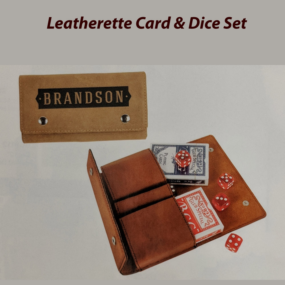 Leatherette Card and Dice Set with Logo