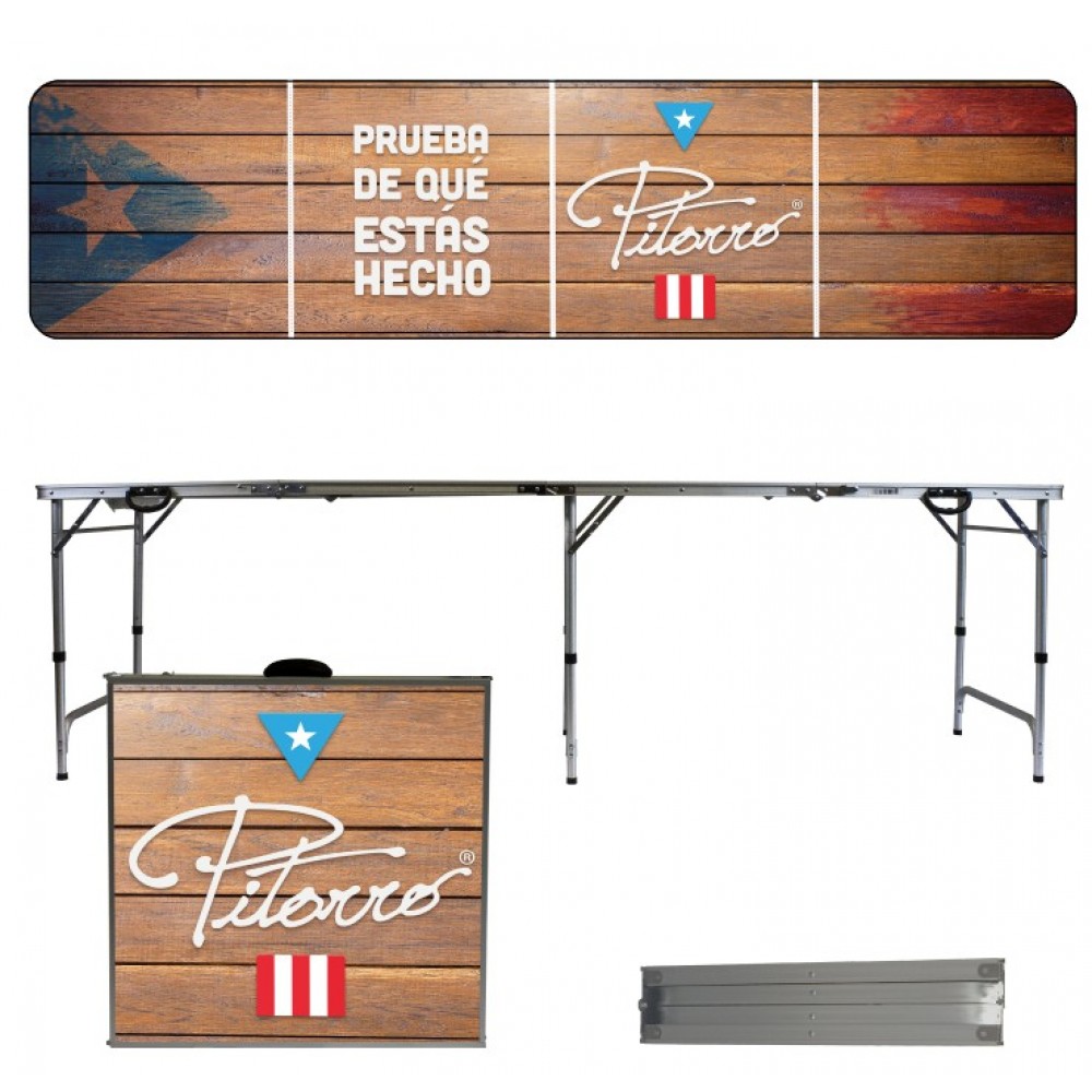 Custom 8ft Portable Folding Beer Pong Table Logo Branded Custom 8ft Portable Folding Beer Pong Table Logo Branded