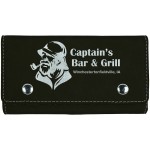 Logo Branded Black/Silver 2 Card Leatherette w/5 Dice Set
