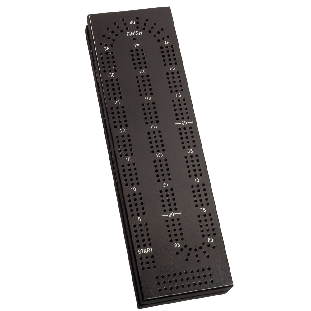 Personalized Cabinet Cribbage Set-Solid Wood 3 Track Board w/Brass Pegs - Black Stain Personalized Cabinet Cribbage Set-Solid Wood 3 Track Board w/Brass Pegs - Black Stain