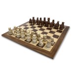 Custom Medieval Chess Set  Polystone Pieces with a Wooden Board 15 in.