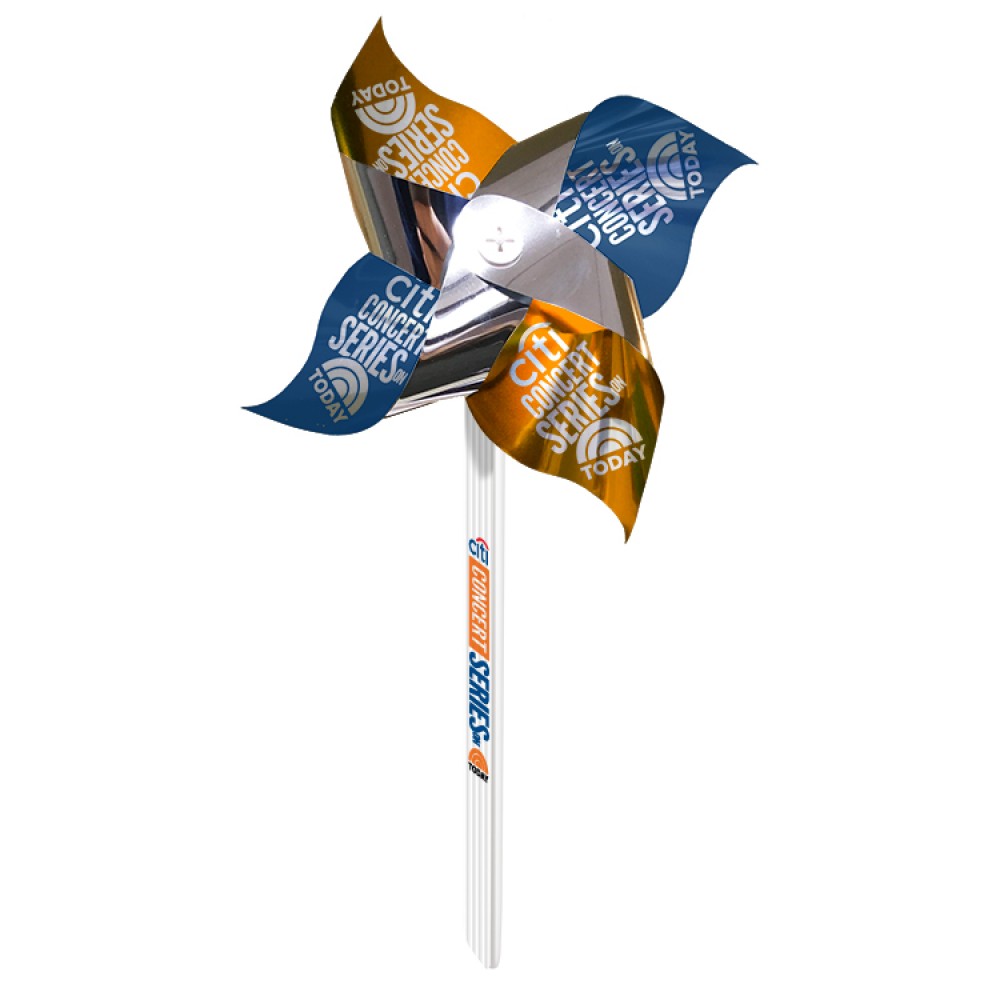 Customized Pinwheel 2-Silver Mylar with 9" diameter contour propellers Customized Pinwheel 2-Silver Mylar with 9" diameter contour propellers