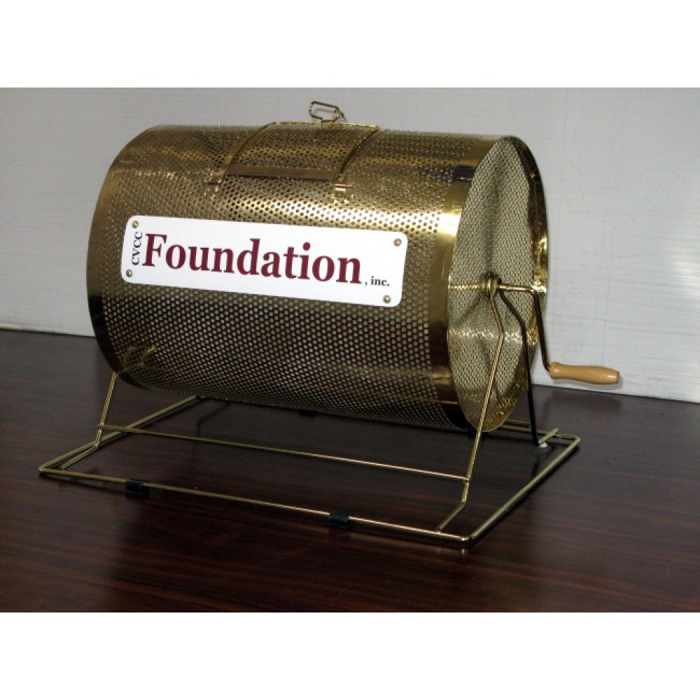 Logo Branded Brass Plated Raffle Drum - Small Logo Branded Brass Plated Raffle Drum - Small
