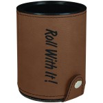 Custom Imprinted Dark Brown Leatherette Dice Cup w/ 5 Dice