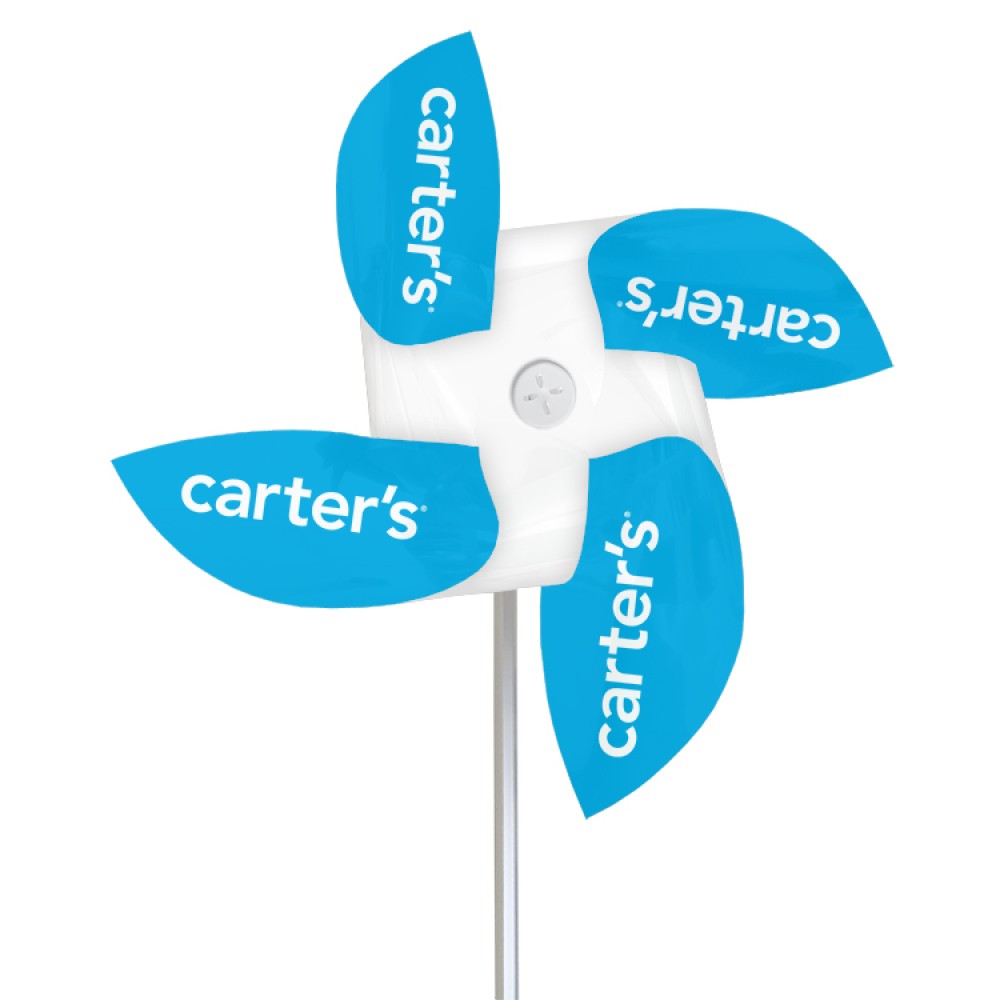 Pinwheel 3-White Mylar with 5" diameter straight propellers with Logo