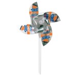 Logo Branded Pinwheel 3-Silver Mylar with 9" diameter straight propellers