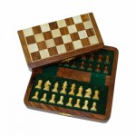 Custom Wood Magnetic Folding Chess Set - 7"