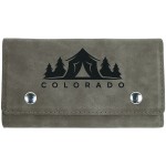 Custom Imprinted Gray 2 Card Leatherette w/5 Dice Set