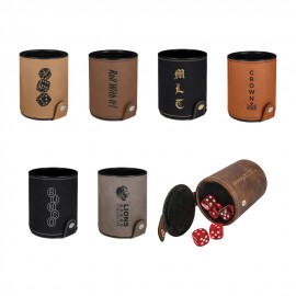Leatherette Dice Cup with 5 Dice with Logo