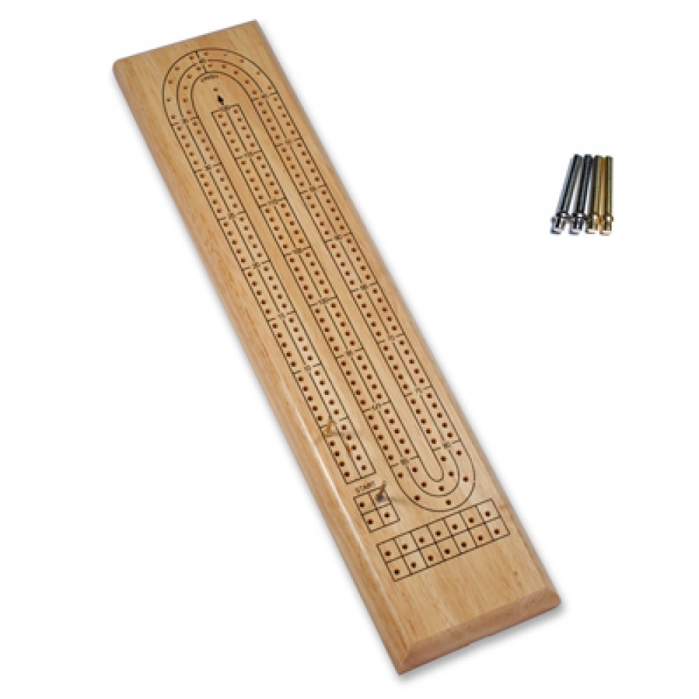Logo Branded Classic Cribbage Set-Solid Wood 2 Track Board w/ Metal Pegs Logo Branded Classic Cribbage Set-Solid Wood 2 Track Board w/ Metal Pegs
