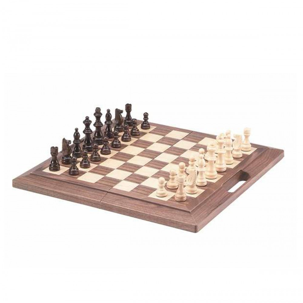 Promotional 16" Walnut Chess Set w/Handle (non-magnetic)