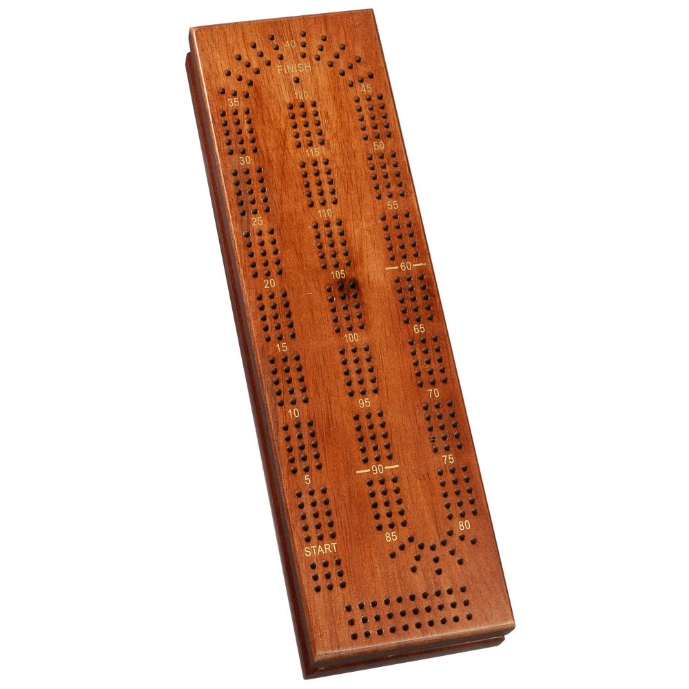 Logo Branded Cabinet Cribbage Set-Solid Wood 3 Track Board w/Brass Pegs - Walnut Logo Branded Cabinet Cribbage Set-Solid Wood 3 Track Board w/Brass Pegs - Walnut