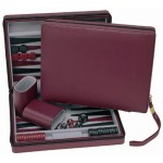 Custom Burgundy Magnetic Backgammon Set w/ Carrying Strap