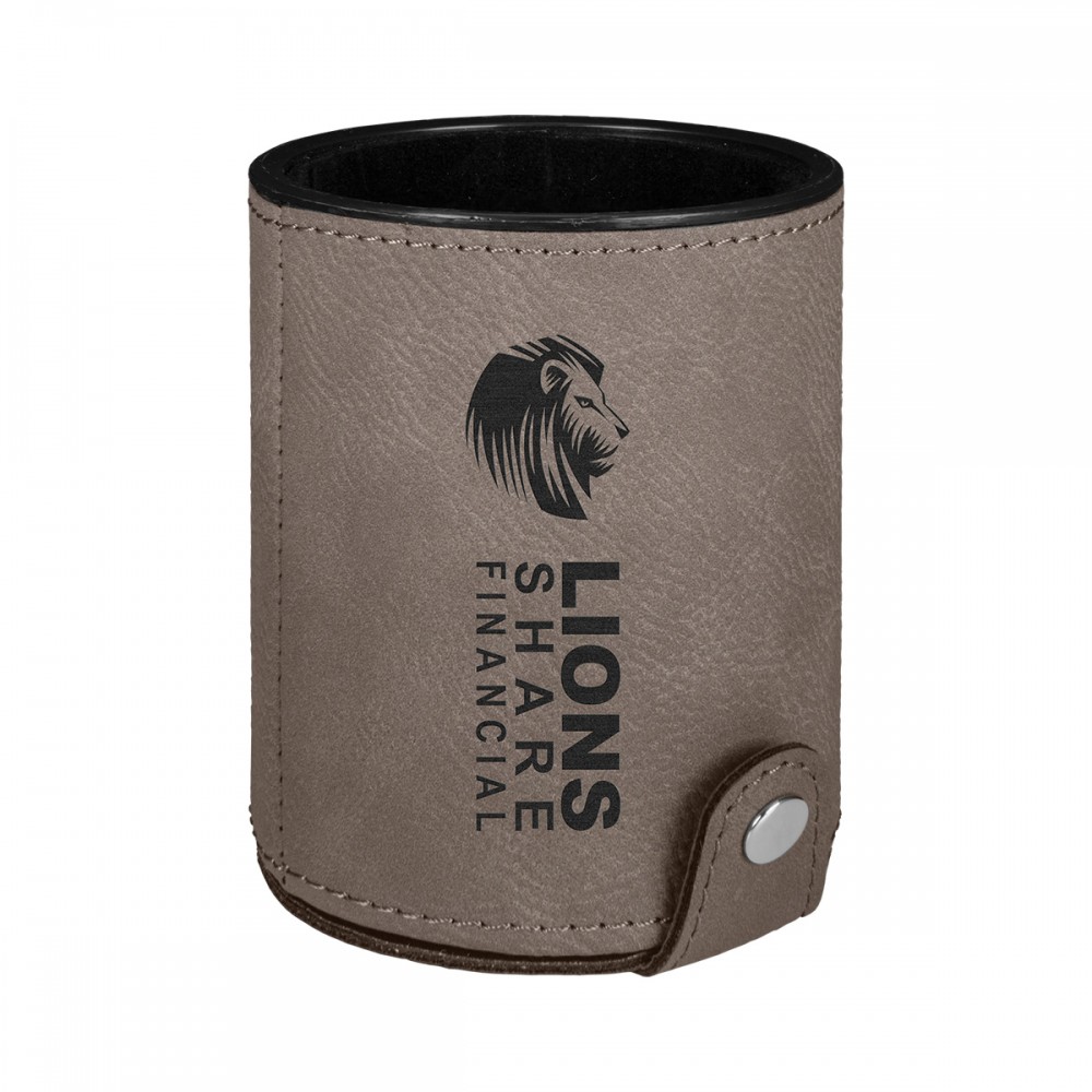 Promotional Gray Leatherette Dice Cup w/ 5 Dice Promotional Gray Leatherette Dice Cup w/ 5 Dice