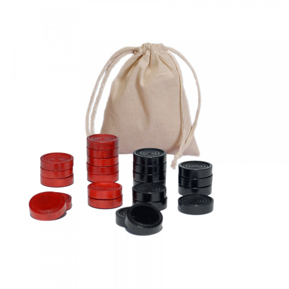 Customized Checkers Pieces in Black and Red Wood - 1.5" Diameter Customized Checkers Pieces in Black and Red Wood - 1.5" Diameter