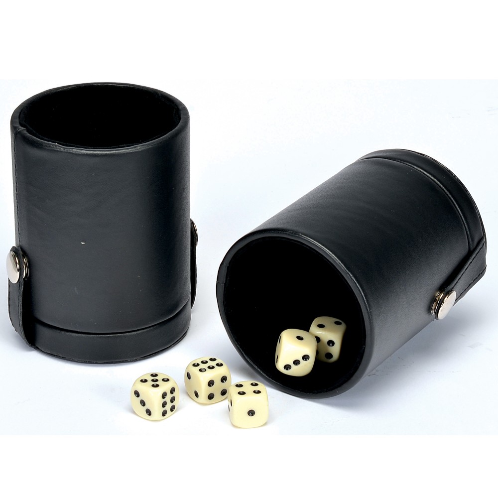 Black Deluxe Dice Cups with Storage (5 Dice) with Logo