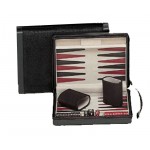 Customized Magnetic Black Suede Backgammon Set - 9"