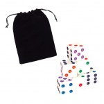 16MM Multi-Color Pips Dice Sets (2 Dice in Velveteen Pouch) with Logo