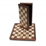 Customized Walnut Veneer Folding Chess Set - 18" Board