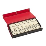 Customized DOUBLE 6 Dominoes Ivory Color Tiles w/ Black Dots in Case