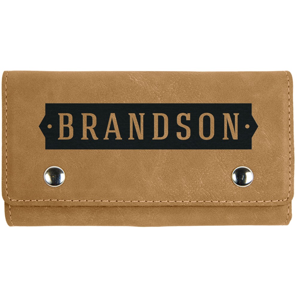 Logo Branded Light Brown 2 Card Leatherette w/ 5 Dice Set Logo Branded Light Brown 2 Card Leatherette w/ 5 Dice Set