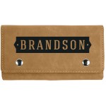 Logo Branded Light Brown 2 Card Leatherette w/ 5 Dice Set