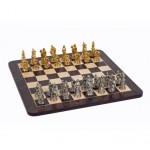 Personalized Medieval Chess Set w/ Pewter Pieces & Walnut Root Board - 16"