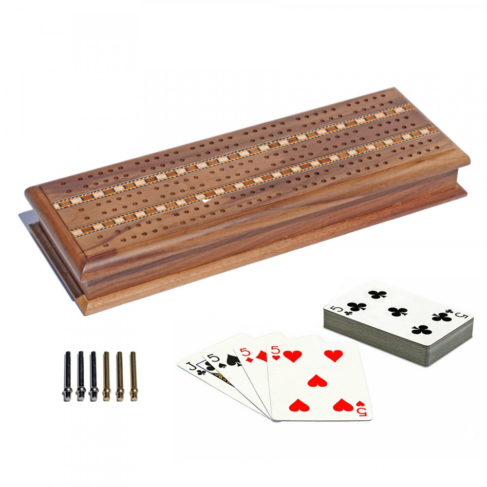 Personalized Cabinet Cribbage Set-Solid Walnut Wood w/ Inlay Sprint Personalized Cabinet Cribbage Set-Solid Walnut Wood w/ Inlay Sprint