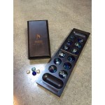 Promotional Folding Mancala Game - Solid Dark Stained Wood & Glass Stones