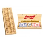 Personalized Natural Wood Cribbage Board - w/ 2 Decks of Cards