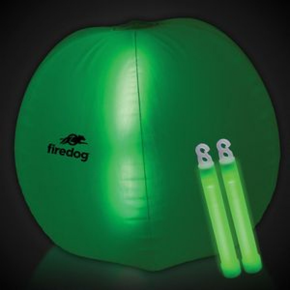 24" Green Light Up Translucent Inflatable Beach Ball with Logo