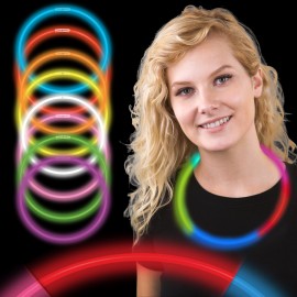22" Hot Stamp Superior Rainbow Six Color Glow Necklace with Logo