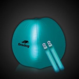 24" Aqua Blue Light Up Translucent Inflatable Beach Ball with Logo  24" Aqua Blue Light Up Translucent Inflatable Beach Ball with Logo
