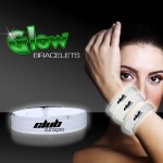 Personalized 9" Deluxe Single Color Triple Wide White Glow Bracelet