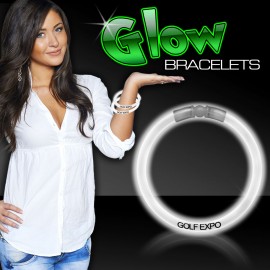 Logo Branded 8" Superior White Glow Bracelet(Hot Stamp)