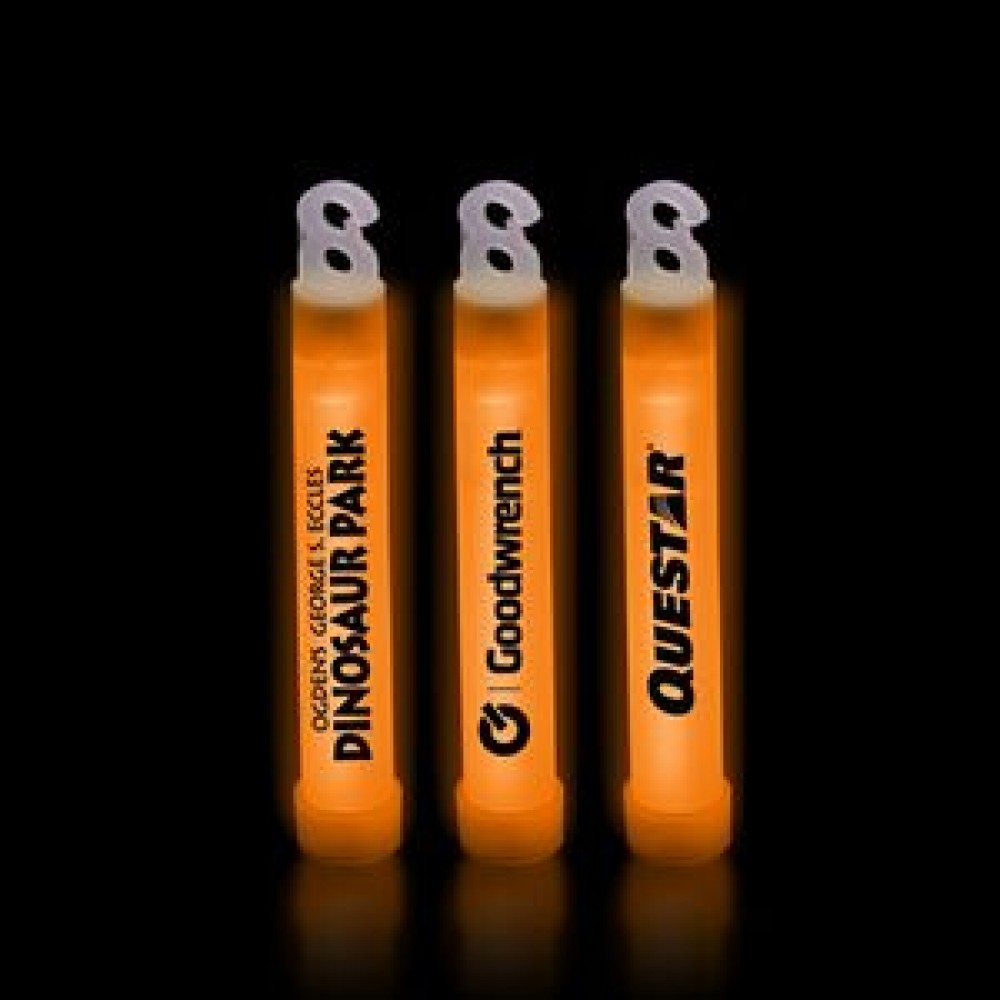 4" Premium Orange Glow Stick with Logo