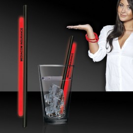 9" Red Deluxe Glow Straw & Bracelet with Logo  9" Red Deluxe Glow Straw & Bracelet with Logo