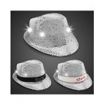 Sequin LED Fedora Hat w/Silk Screened White Band with Logo