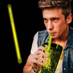 9" Yellow Supreme Pad Printed Glow Straw with Logo