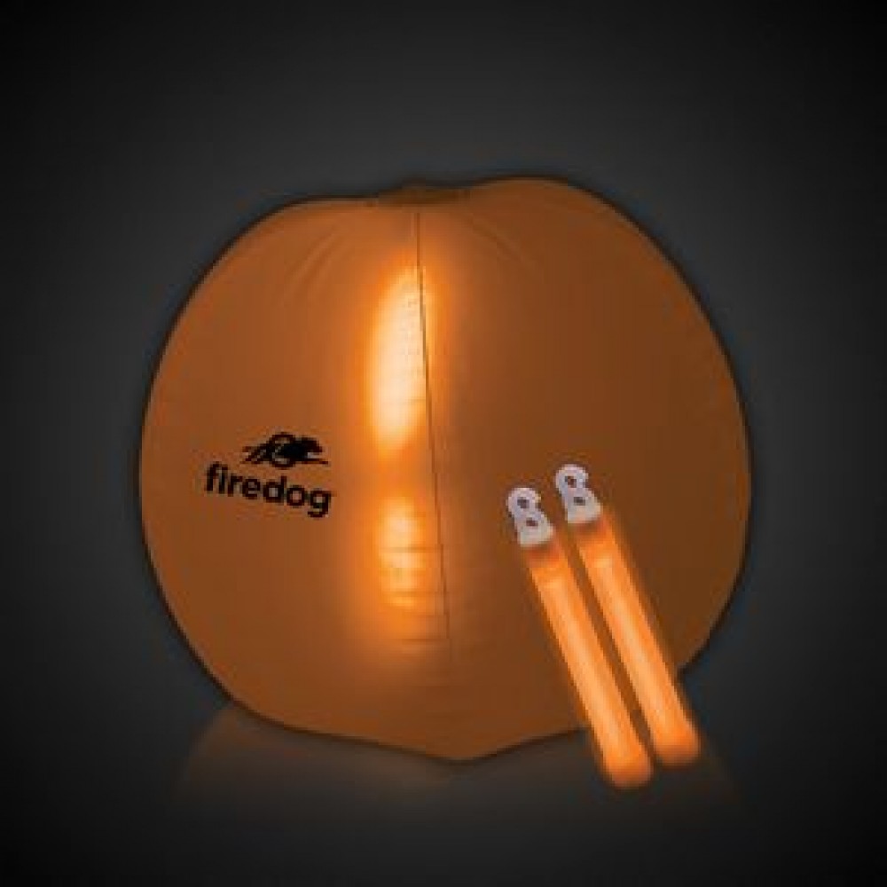 Personalized 24" Orange Light Up Translucent Inflatable Beach Ball