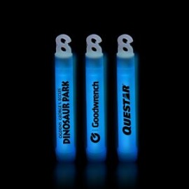 4" Premium Blue Glow Stick with Logo