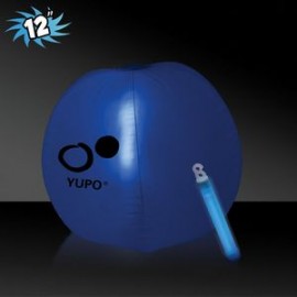 12" Inflatable Beach Ball w/Blue Light Stick with Logo