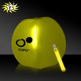 Custom 12" Inflatable Beach Ball w/Yellow Light Stick