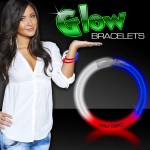 Red/White/Blue Superior 8" Glow Bracelets(Pad Print) with Logo