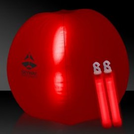 Logo Branded 24" Red Light Up Translucent Inflatable Beach Ball